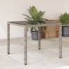 Garden Table with Glass Top Grey 90x90x75 cm Poly Rattan Colour grey Quantity in Package 4 