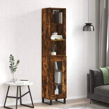 Stylish Highboard in Smoked Oak | 34.5x34x180 cm