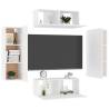 4 Piece TV Cabinet Set - Stylish White Engineered Wood