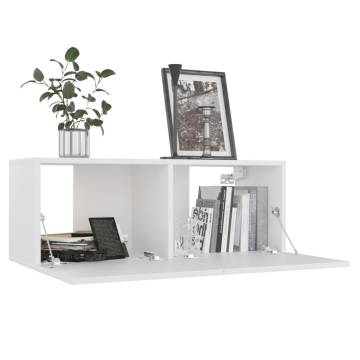 4 Piece TV Cabinet Set - Stylish White Engineered Wood