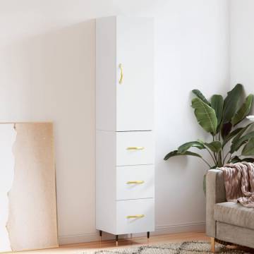 Stylish Highboard White 34.5x34x180 cm - Engineered Wood