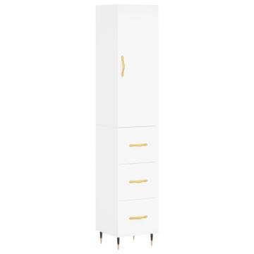 Stylish Highboard White 34.5x34x180 cm - Engineered Wood