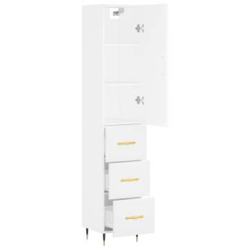 Stylish Highboard White 34.5x34x180 cm - Engineered Wood