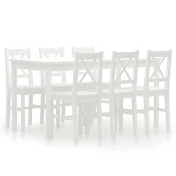 7 Piece Dining Set Pinewood White - Elegant & Minimalist Design