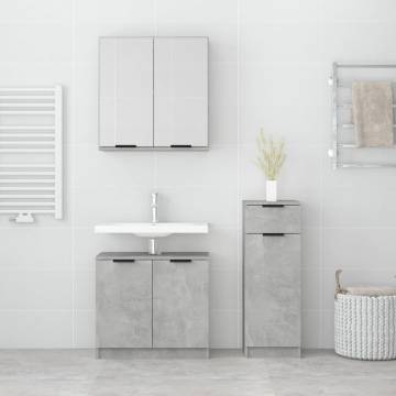 3 Piece Bathroom Cabinet Set - Concrete Grey Engineered Wood