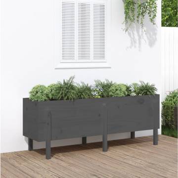 Garden Raised Bed Grey 160x50x57 cm - Solid Pine Wood