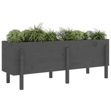 Garden Raised Bed Grey 160x50x57 cm - Solid Pine Wood