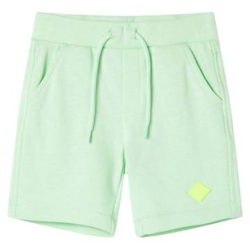 Kids' Bright Green Shorts with Drawstring - Size 128