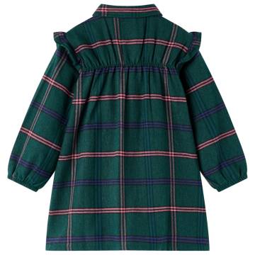 Kids' Dark Green Ruffle Dress - Long Sleeves 116 | HipoMarket