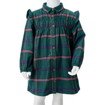 Kids' Dark Green Ruffle Dress - Long Sleeves 116 | HipoMarket