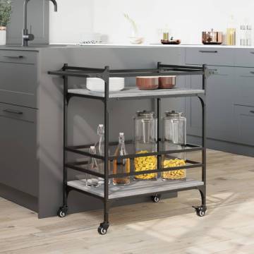 Kitchen Trolley Grey Sonoma - 82x40x78.5 cm Engineered Wood