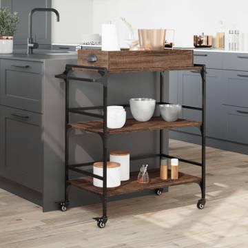 Brown Oak Kitchen Trolley - 81.5x41x92.5 cm | Hipomarket