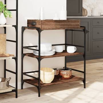 Brown Oak Kitchen Trolley - 81.5x41x92.5 cm | Hipomarket