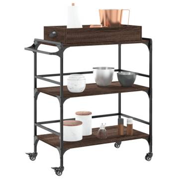 Brown Oak Kitchen Trolley - 81.5x41x92.5 cm | Hipomarket