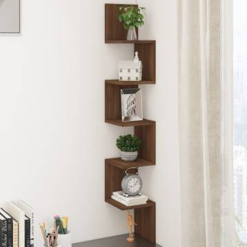 Wall Corner Shelf Brown Oak - 20x20x127.5 cm | Hipomarket