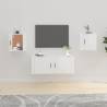 High Gloss White Wall Mounted TV Cabinets - Set of 2 | HipoMarket