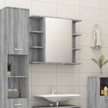 Modern Bathroom Mirror Cabinet Grey Sonoma 80x20.5cm