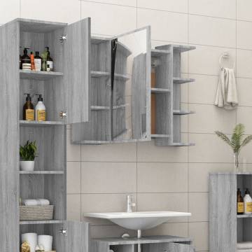 Modern Bathroom Mirror Cabinet Grey Sonoma 80x20.5cm