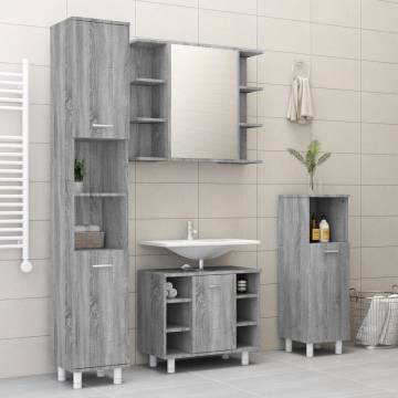 Modern Bathroom Mirror Cabinet Grey Sonoma 80x20.5cm