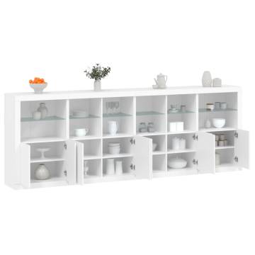 Modern White Sideboard with LED Lights - 283x37x100 cm