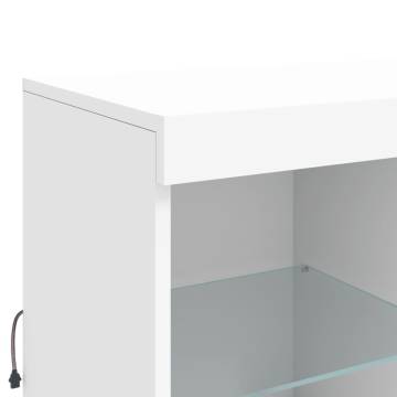 Modern White Sideboard with LED Lights - 283x37x100 cm