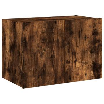 TV Wall Cabinet with LED Lights - Smoked Oak 60x35x41 cm