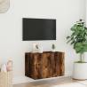 TV Wall Cabinet with LED Lights - Smoked Oak 60x35x41 cm