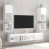 Stylish Bedside Cabinet with LED Lights - Wall-Mounted White