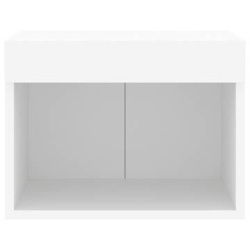 Stylish Bedside Cabinet with LED Lights - Wall-Mounted White