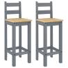 Bar Chairs 2 pcs Grey Solid Wood Pine - Rustic Style