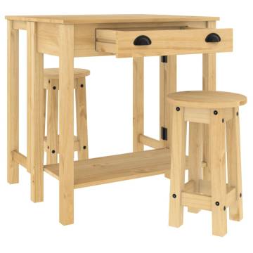 3 Piece Bar Set - Solid Wood Pine for Stylish Dining