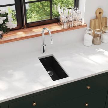 Black Granite Kitchen Sink with Overflow Hole - Stylish & Durable