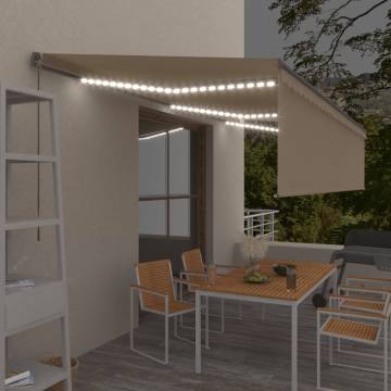 Manual Retractable Awning with LED - 6x3m Cream