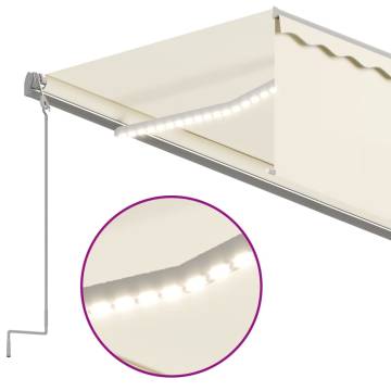 Manual Retractable Awning with LED - 6x3m Cream