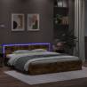 Bed Frame with Headboard and LED Smoked Oak 200x200 cm Colour smoked oak Size 200 x 200 cm 