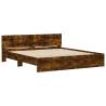 Stylish Bed Frame with Headboard & LED - Smoked Oak 200x200 cm