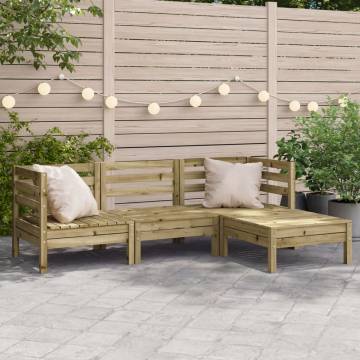 3-Seater Garden Sofa with Footstool - Impregnated Pine Wood