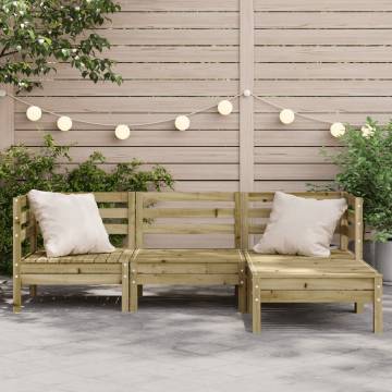 3-Seater Garden Sofa with Footstool - Impregnated Pine Wood