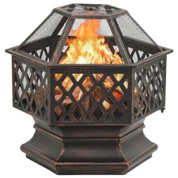 Rustic Fire Pit with Poker - 62x54x56 cm XXL Steel