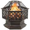 Rustic Fire Pit with Poker - 62x54x56 cm XXL Steel