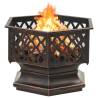 Rustic Fire Pit with Poker - 62x54x56 cm XXL Steel