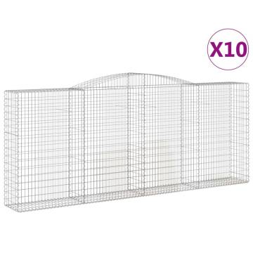 Arched Gabion Baskets - 10 pcs Galvanised Iron | HipoMarket