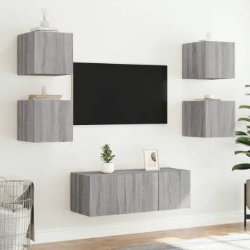 TV Wall Cabinets with LED Lights - Grey Sonoma | HipoMarket