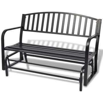 Stylish Black Steel Swing Bench for Garden & Patio