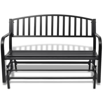 Stylish Black Steel Swing Bench for Garden & Patio