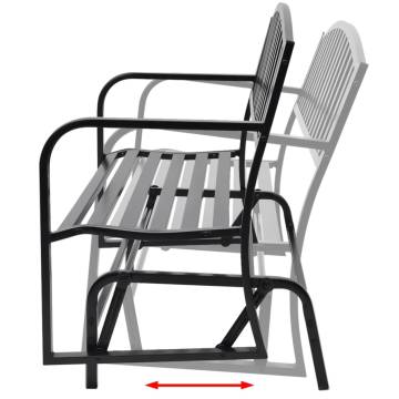 Stylish Black Steel Swing Bench for Garden & Patio