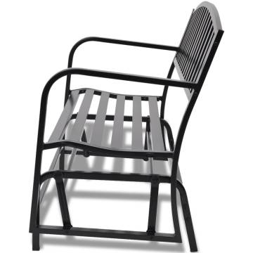 Stylish Black Steel Swing Bench for Garden & Patio