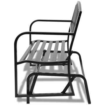 Stylish Black Steel Swing Bench for Garden & Patio