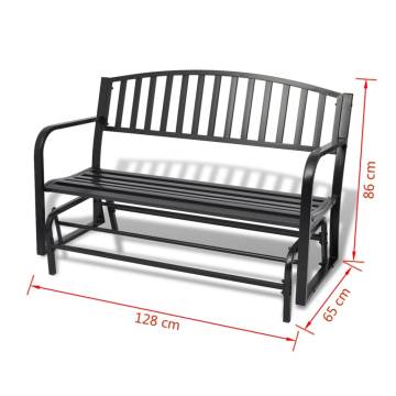 Stylish Black Steel Swing Bench for Garden & Patio