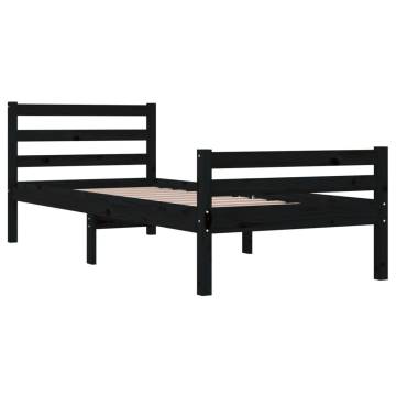 Black Solid Wood Bed Frame 90x190 cm - Modern & Sturdy